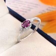AAA Purple Sapphire Ring Solid 925 Sterling Silver Wedding Ring 6x4mm Oval Cut