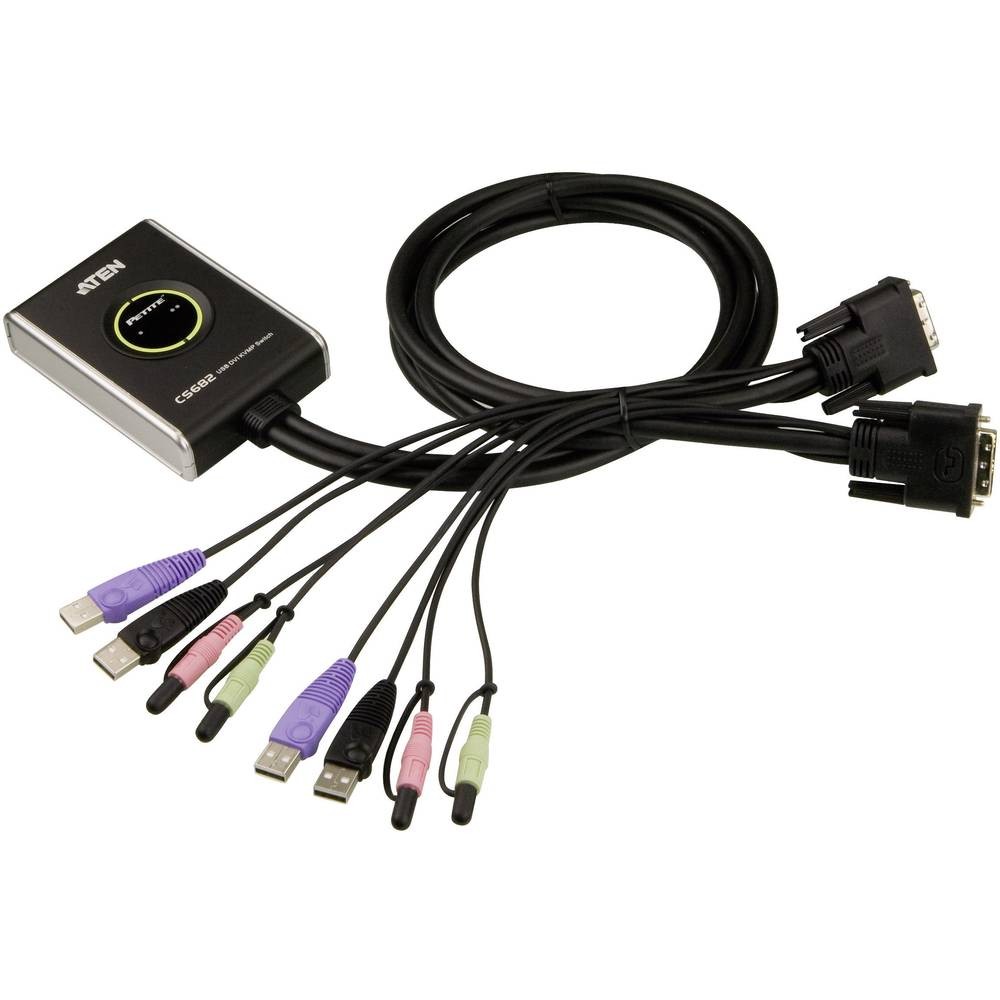 Commutateur KVM DVI USB 1920x1200 ATEN CS682-AT boîtier partage clavier souris