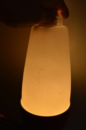 2 Vintage MCM White Pole Lamp Shades 8.25" Long with Threaded 2" Fitter Glass - Picture 13 of 24