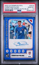 2023-24 Donruss FIFA Christian Pulisic #SSCP Auto Blue /99 PSA 10