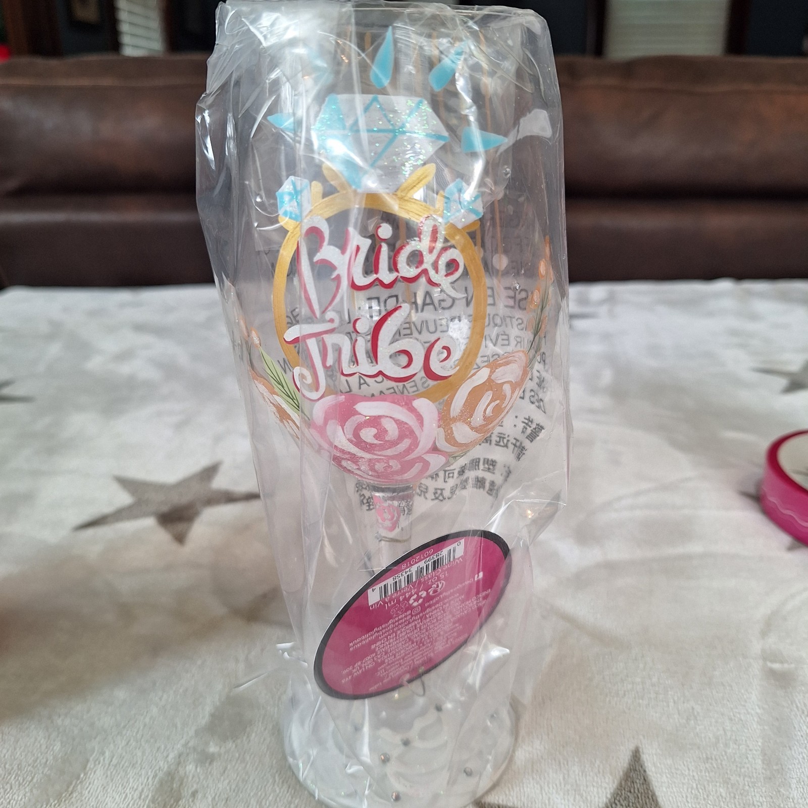 Lolita Love My Wine "Bride Tribe" 15 oz Hand Painted Wine Glass Bridal Gift
