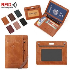 RFID Slim Leather Travel Passport Wallet Holder Blocking ID Card Case Cover US