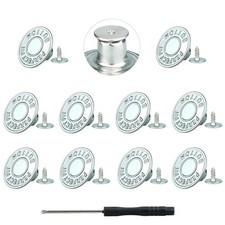 No-Sew Jeans Button Replacement Kit, 10 Sets Metal Snap Tack Buttons with