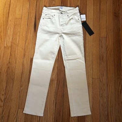 Edwin Free People Bree Regular Hem Selvedge Denim Jean Cream White 26 MSRP $238
