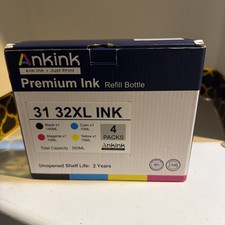 31 Ink 32XL Black Ink Bottle Set, Smart tank 5101 7602 6001 5000 ink refill C...