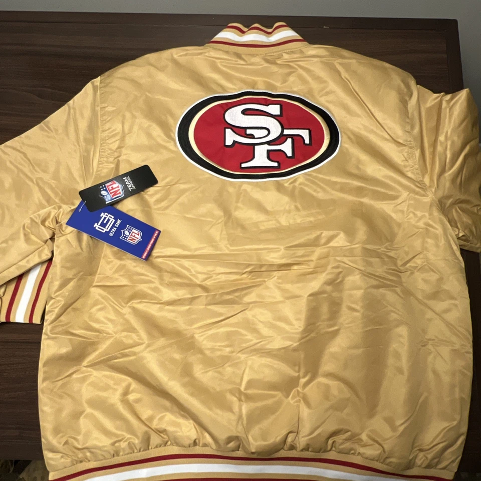 Chaqueta Ropa Equipo NFL San Francisco 49ers Hombres XL Dorado Satinado NUEVA Foto 4 de 4