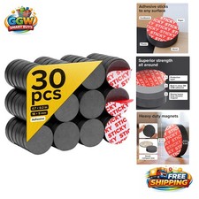 Durable Round Ceramic Magnets with Adhesive Backing, 0.7x0.2in - 30 Count Set