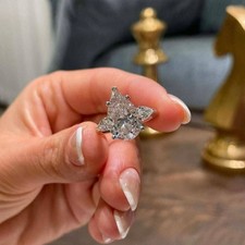 3Ct Pear-Cut Lab Created Solitaire 3Stone Engagement Ring 14k White Gold Plated