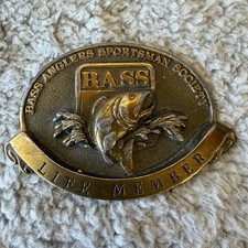 BASS Anglers Sportsman Society Life Member Belt Buckle Fishing Bronze Vintage