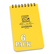 Rite in the Rain Weatherproof Top Spiral Notebook, 3" x 5", 6 Pack, Yellow