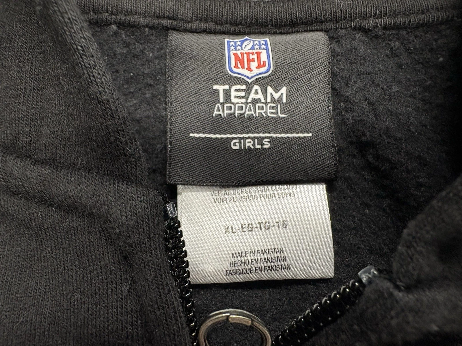 VETEMENTS Felpa con cappuccio e zip intera Pittsburgh Steelers NFL Team Apparel ragazza taglia XL 16