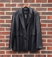 All Saints Ladies DERI Leather Jacket UK16 US12 EU44 Black Biker Blazer Luxe