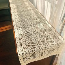 Rectangle Hand Crochet Lace Table Runner Dresser Scarf Doily Wedding Home Decor