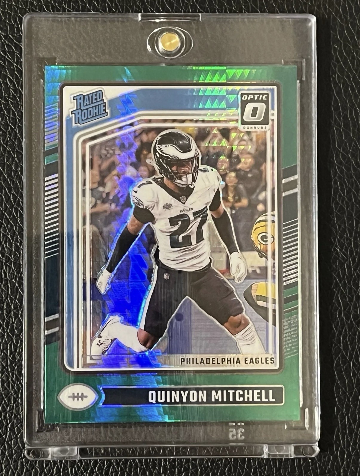 2024 Panini Optic Quinyon Mitchell Green Hyper Prizm #282 Rated Rookie Eagles 