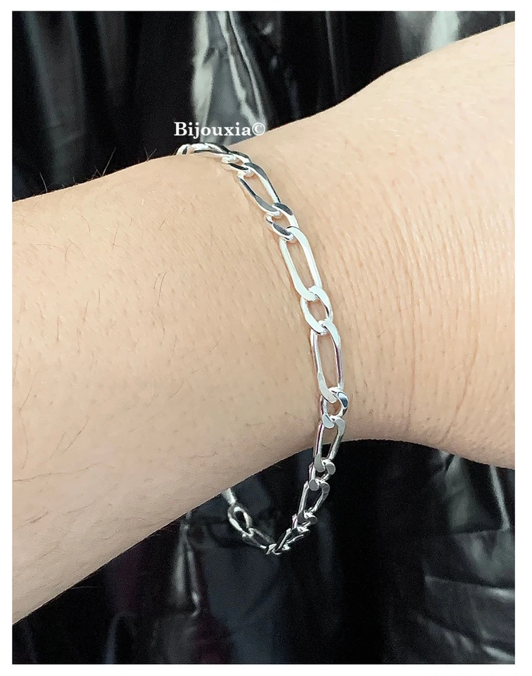 Bijouxia Armband Figaro-Mix, Alternierende Glieder, 21 CM x 4 MM, 925/1000 NEU - Bild 3 von 4