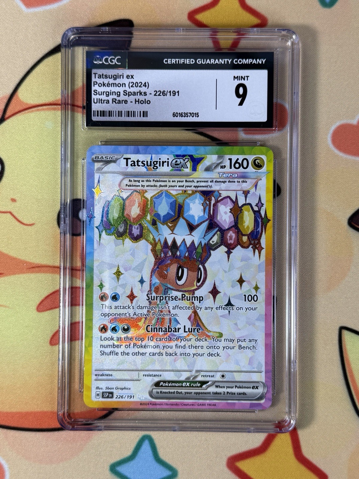CGC 9 Pokémon TCG Tatsugiri EX Full Art Ultra Rare Card 226/191 Surging Sparks