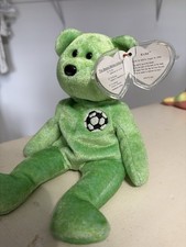 Ty Beanie Baby Kicks Green Soccer Bear 1998 with Tag Ages 3 3-4 4-7 8-11 Years