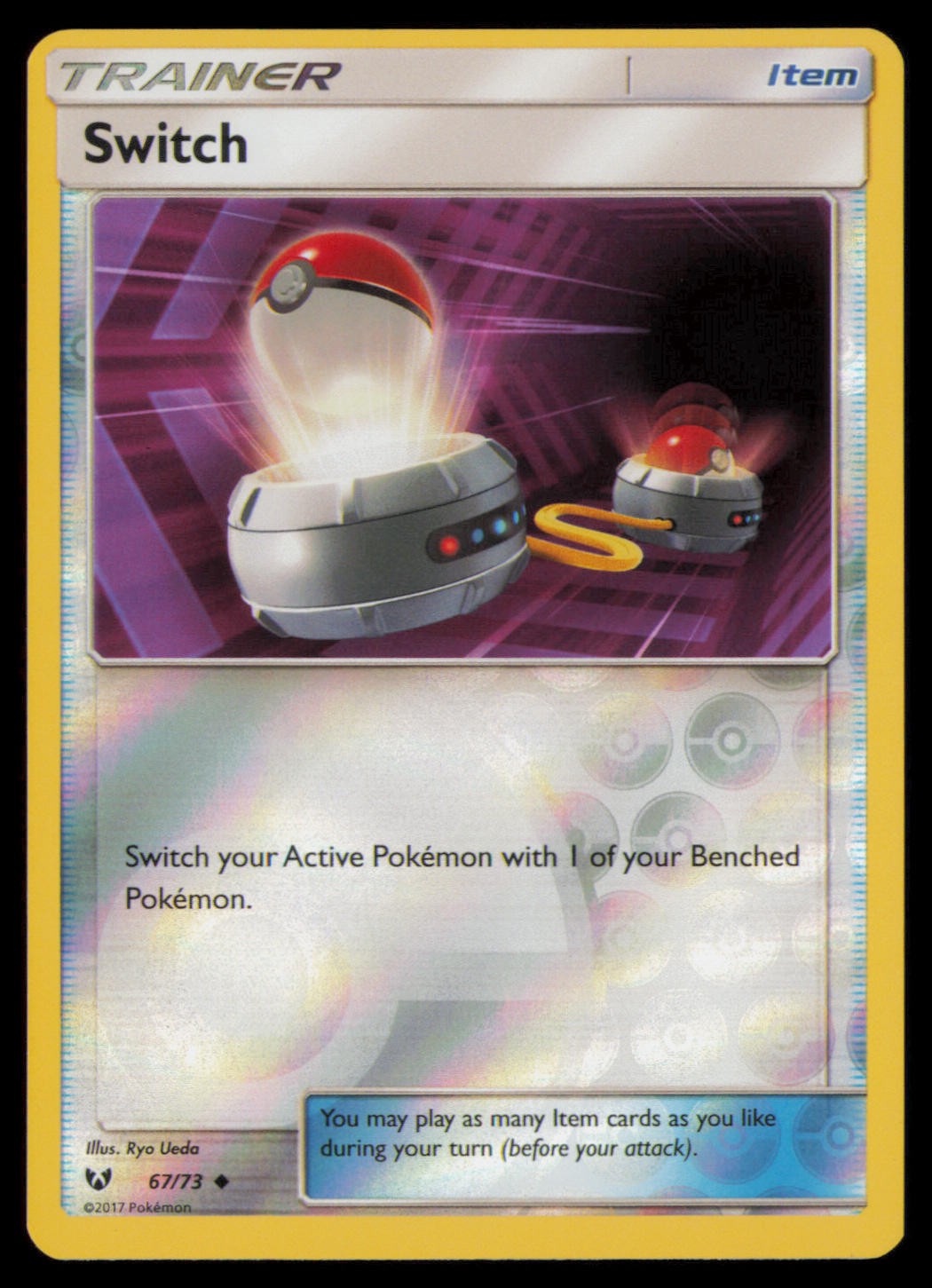 Switch 67/73 Uncommon Shining Legends Pokemon Reverse Holo Near Mint