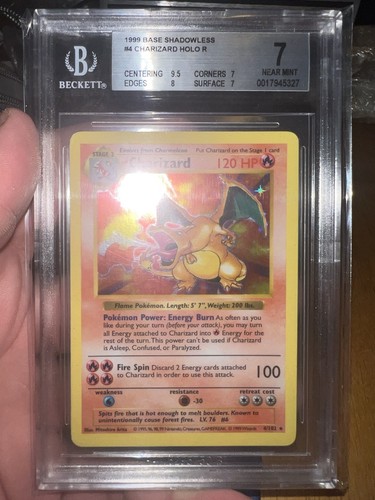 Charizard Shadowless Base Set Beckett 7 | Vintage Pokémon TCG | WOTC - Picture 11 of 12