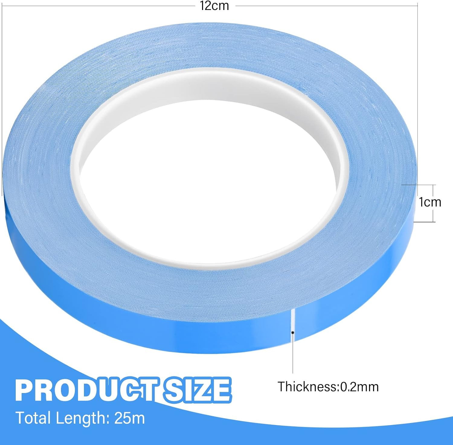 Thermal Adhesive Tape, 25m x 10mm x 0.20mm Double Side Thermal Tapes Cooling Hea
