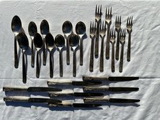 Colección vintage de 26 piezas de cubiertos Sheffield de principios de 1900 A E Poston A Plate