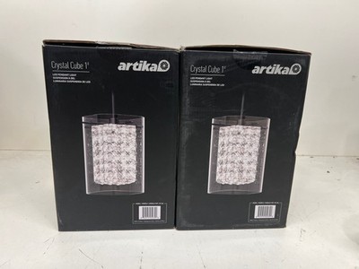 2 PK Artika Crystal Cube 5.5-Watt 1-Light Matte Black LED Pendant Light