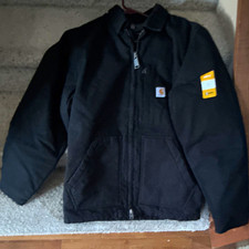 Carhartt Men's Black Loose Fit Full Zip Work Jacket Logo Size S