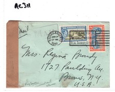 BAHAMAS WW2 Cover Nassau CENSOR *SS MUNARGO* USA NY 1940 Machine Slogan AC311