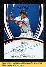 2020 Panini Immaculate Signatures Red 1/25 Ronald Acuna Jr #IS-RAJ Auto READ 0g4