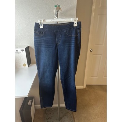 Nine West Pull On Leggings Womens 4 Blue Excellent Ankle Zip Dark Wash Denim