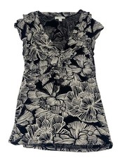 Anthropologie Blouse Women's Medium Weston Wear Floral Top Cap Sleeve Boho