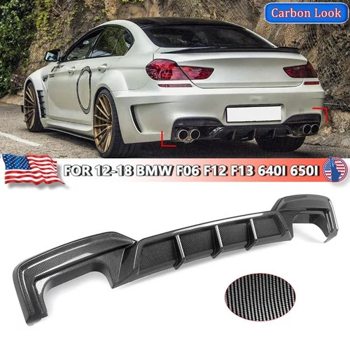 Fits For 12-18 BMW F06 F12 F13 Rear Bumper Diffuser Lip 640i 650i M6 Carbon Look