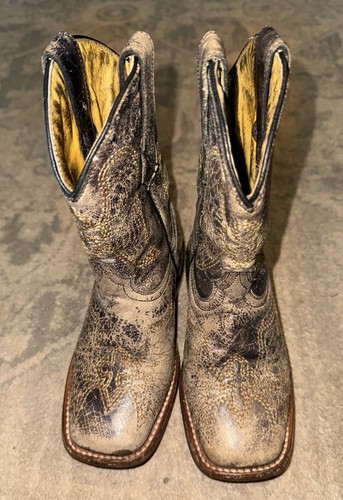 Corral Little Kids Youth Size 9.5 M Beige Brown Leather Cowboy Western Boots