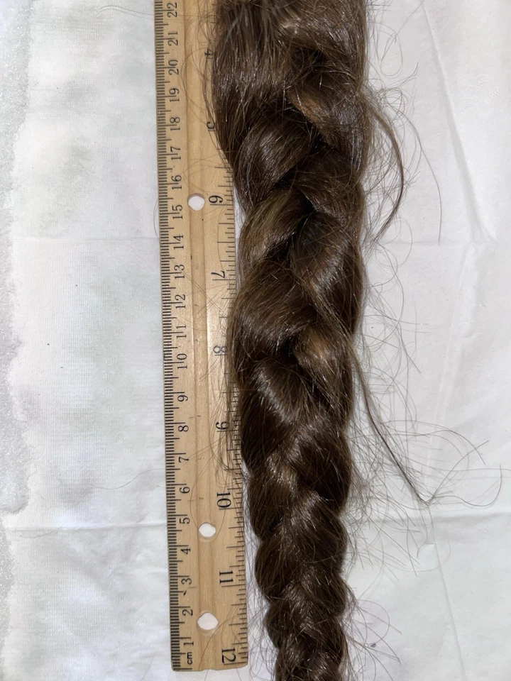 Real V1rg1n Human Hair Cut Ponytail Braid 17” Inch Long + Spiral 5.7 Oz Brown - Image 3 of 4