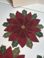 Beaded Poinsettia Placemats Bed Bath and Beyond Set of 6 Christmas