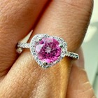 925 Sterling Silver Ring Heart 5mm Natural Topaz Gemstone Zircon Handmade Flower — photo 10