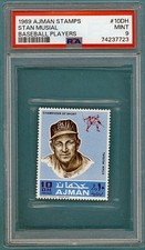 1969 AJMAN Stamps Stan Musial #10DH PSA 9! POP 7! Cardinals!