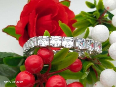 12Ct Asscher Cut Lab Created Diamond 7.5'' Tennis Bracelet 14K White Gold Plated