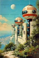 RETRO FUTURISTIC POD HOME ART PRINT, Vintage Sci-Fi Decor, Atomic Age Poster