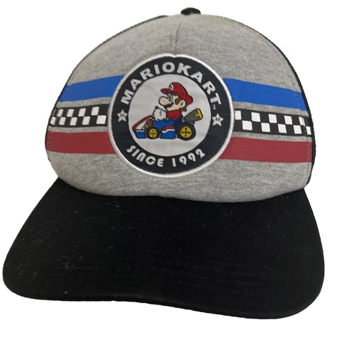 Mario kart Hat Black Nintendo One Size Adult Snap Back Cap Retro