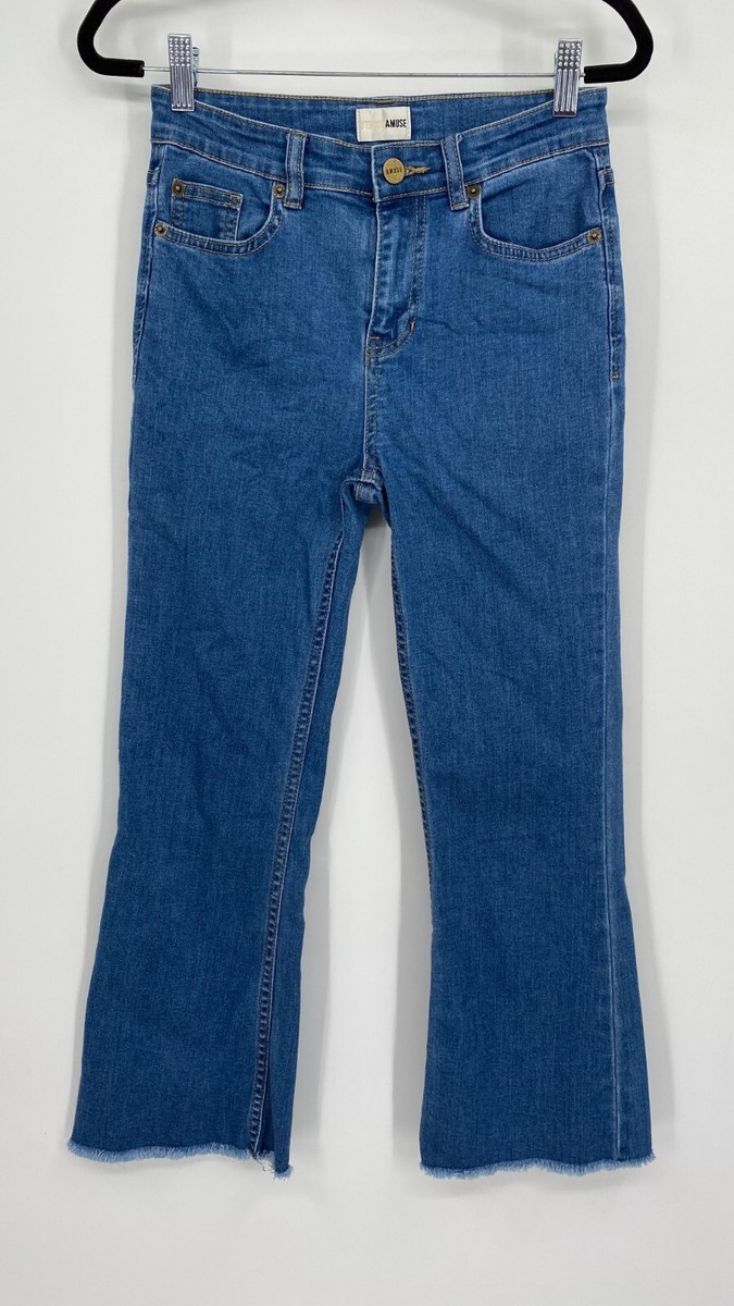 Amuse Society Crop Flare Jeans Women's Size 26 High Rise Stretch Cropped  Denim