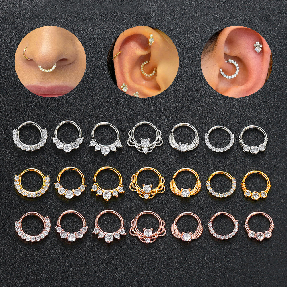Daith Septum Earring Nose Ring Piercing Tragus Hoop Cartilage 20G Silver