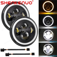 Black 2x 7'' LED Headlights Halo Angel Eye or Mazda MX5 Mk1 Miata Eunos Roadster