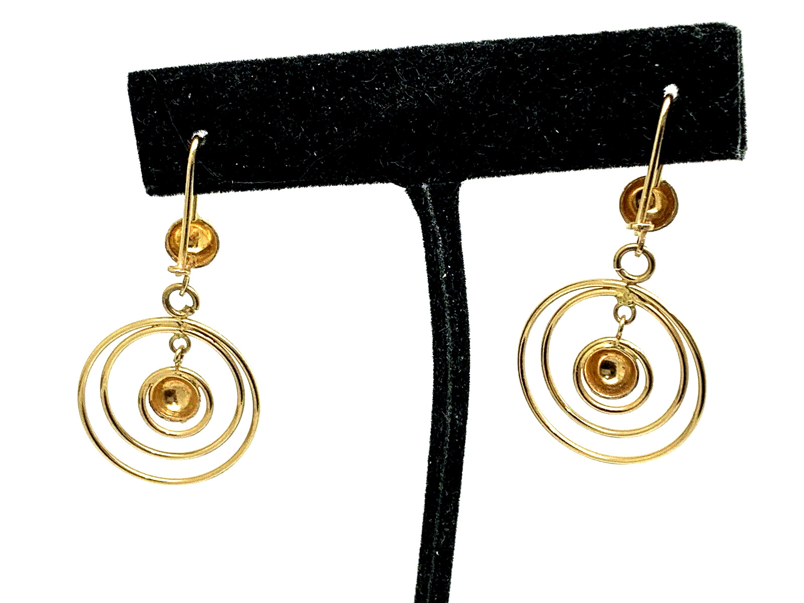 Hoops Earrings 14k Yellow Gold Concentric Circles… - image 4