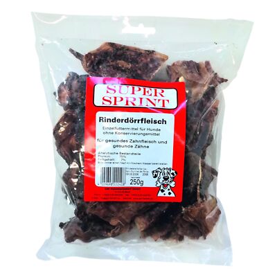 40x 250g Super Sprint Rinderdörrfleisch Leckerlis Hunde Protein Hundesnack 10kg