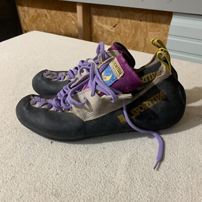 Vintage La Sportiva Shoes Rock Climbing Black White Purple See pictures for  size