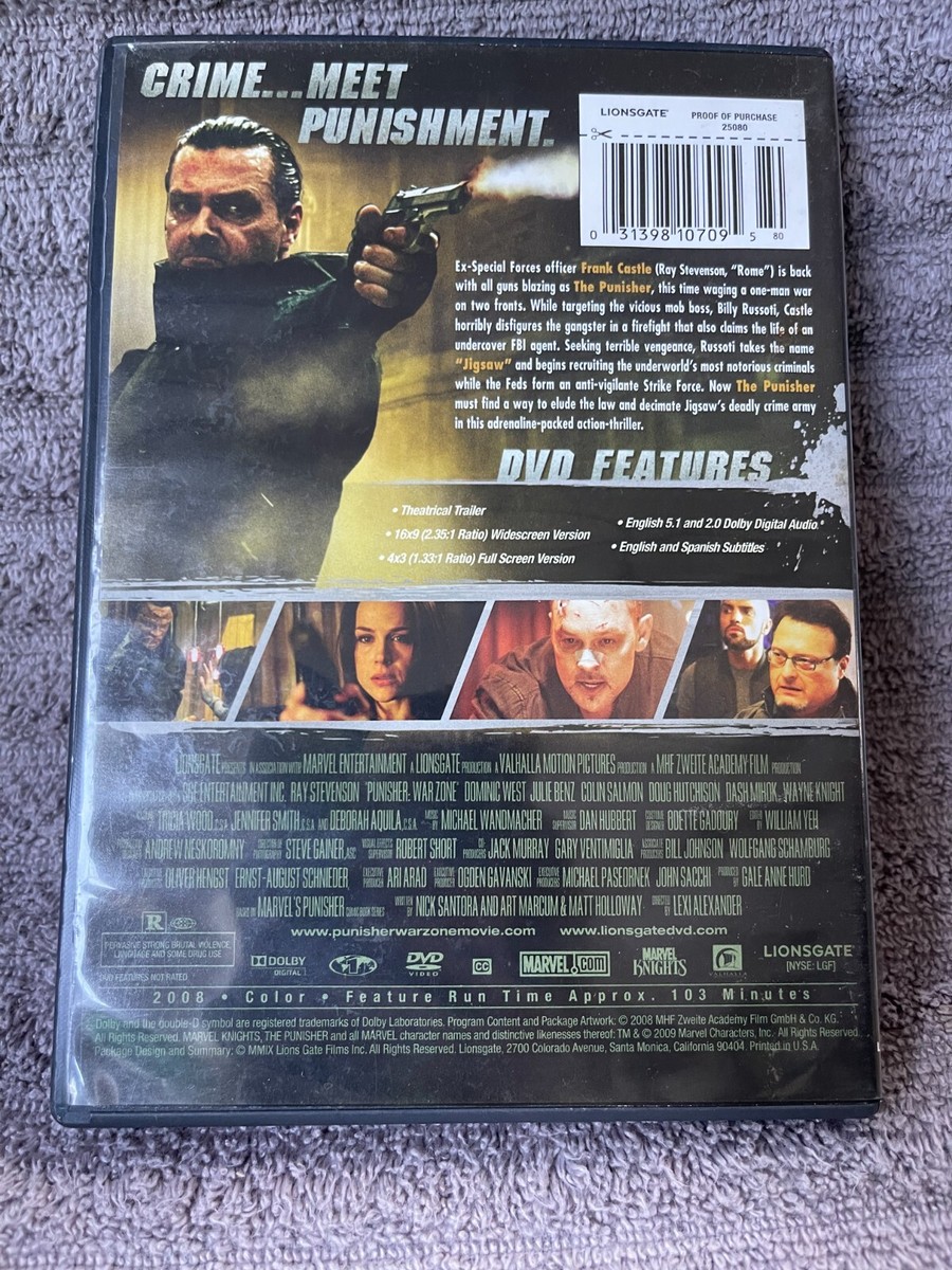 Punisher War Zone (DVD, 2008, Wide & Full Screen) Ray Stevenson