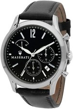Maserati Tradizione Chronograph Black Dial Men's Leather Watch - R8871625002 NIB