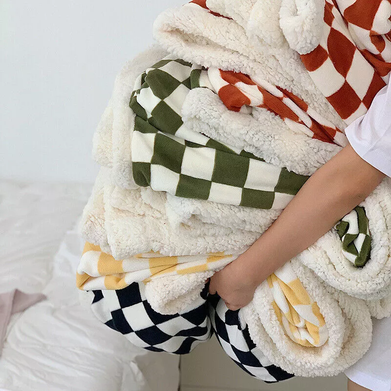 Fluffy plaid blanket sale