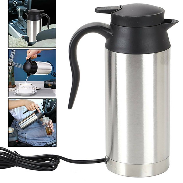 12V 750ml Car Coffee Maker Tea Kettle Pot Vehicle Water Heating Cup Travel Mug eBay